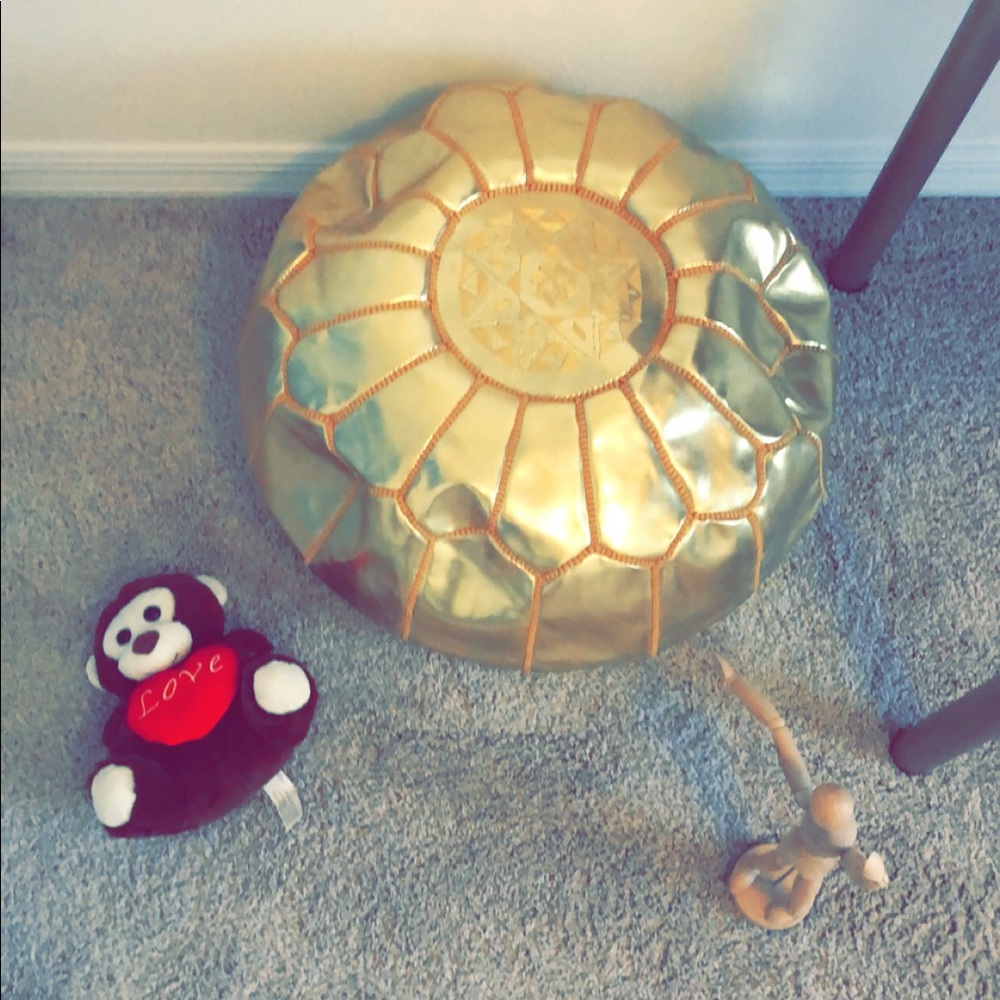 Moroccan Leather pouf .